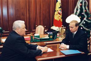  President Boris Yeltsin meeting Prime Minister Vladimir Putin in Kremlin, Moscow on December 31, 1999