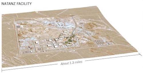 An overhead image of the Natanz nuclear enrichment facility in Iran