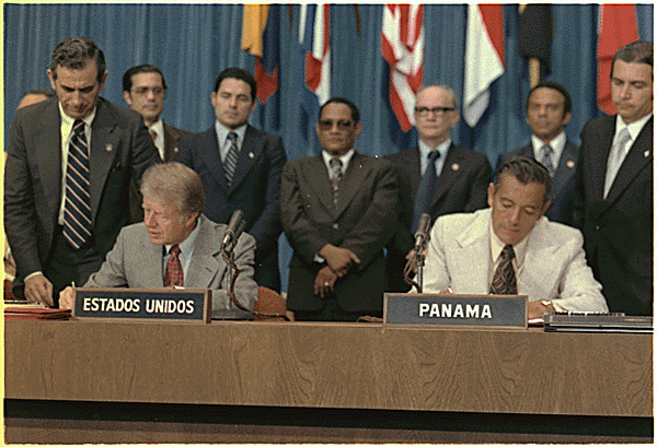 Carter and Torrijos at Sept 7 1977 Signing Ceremony